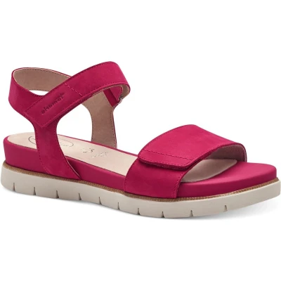 Afbeelding van Tamaris Sandalen met sleehak, Dames, Maat: 37, Fuxia nubuc Leer