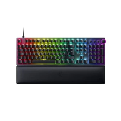 Afbeelding van Razer Huntsman V2 (rode schakelaars) optisch gamer toetsenbord praktisch zonder latentie (lineaire en stille optische schakelaars, doubleshot PBT toetsen, polssteun), AZERTY toetsenbord, zwart