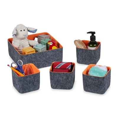 Afbeelding van Relaxdays lade organizer vilt set van 5 kleine opbergmanden ladeindeler kledingkast