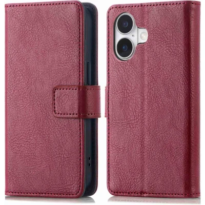 Afbeelding van imoshion Hoesje Geschikt voor iPhone 16 Met Pasjeshouder Luxe Bookcase rood
