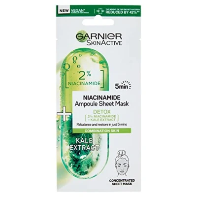 Afbeelding van 1+1 gratis: Garnier SkinActive Tissue Gezichtsmasker Boerenkool &amp; Niacinamide
