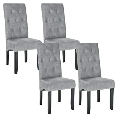 Afbeelding van WOLTU 4 x eetkamerstoelen, keukenstoelen, lichtgrijs, stoel, woonkamer, eetkamer, zitting van fluweel en voet massief hout, BH294hgr
