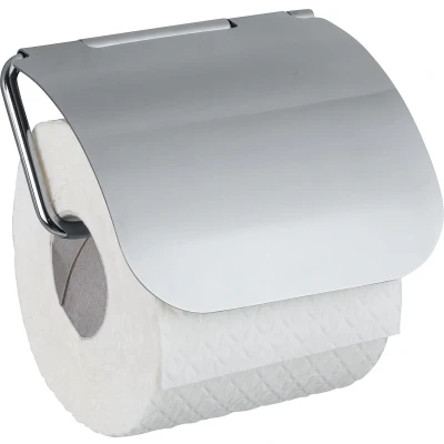 Afbeelding van Static Loc Plus toiletrolhouder met deksel Osimo, toiletrolhouder, veilige zoneboringen, grip deur statische hechting op glad, luchtdicht deksel, 13 x 13,5 3 cm
