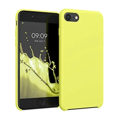 Afbeelding van kwmobile telefoonhoesje geschikt voor Apple iPhone SE (2022) / (2020) 8 7 Hoesje met siliconen coating Smartphone case in pastelgeel
