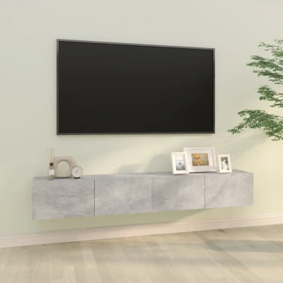 Afbeelding van Tv meubelen 2 st wandgemonteerd 100x30x30 cm hout betongrijs
