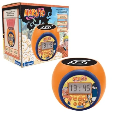 Afbeelding van Lexibook, Naruto, Réveil projecteur avec fonction alarme et répétition snooze, veilleuse minuterie, écran LCD, à piles, Orange, RL977NA