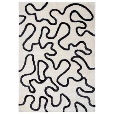 Afbeelding van Beliani KAPPAR Vloerkleed Wit/Zwart 160 x 230 cm Viscose
