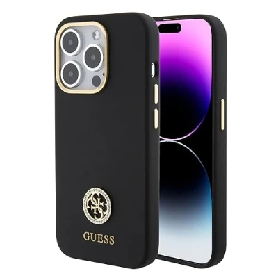 Afbeelding van Guess 4G Silicone Metal Logo Back Case Geschikt voor Apple iPhone 15 Pro Max (6.7&quot;) Zwart