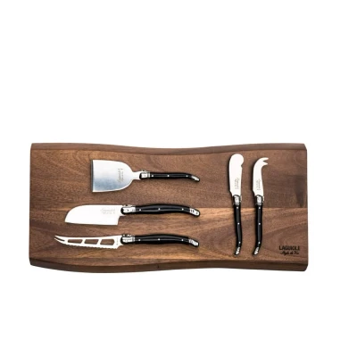 Afbeelding van Laguiole Style de Vie Kaasmessen Met Plank Premium Line Zwart