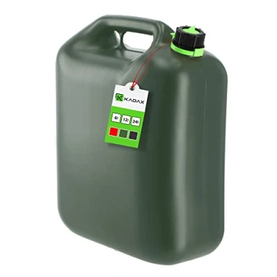 Afbeelding van KADAX Brandstofjerrycan, benzinejerrycan met trechter, kunststof jerrycan, reservejerrycan voor benzine, diesel en andere gevaarlijke goederen (24 liter, groen)