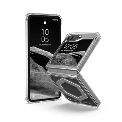 Image de UAG Plyo Pro Series Coque de protection pour téléphone portable magnétique compatibilité avec MagSafe plaque arrière PC, cadre en polyuréthane thermoplastique (TPU) glace/argent Samsung Galaxy Z Flip6
