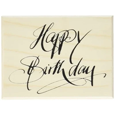 Image de Tampon en bois happy birthday 6x8cm rayher
