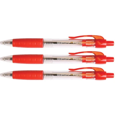 Afbeelding van 12x Quantore balpen rubber grip rood medium
