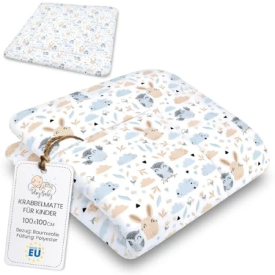 Afbeelding van Kruipmat voor babykamer Kindervloermatras om te spelen in het park, tapijt van katoen en dik baby&#039;s kinderen, 100 cm, uilen