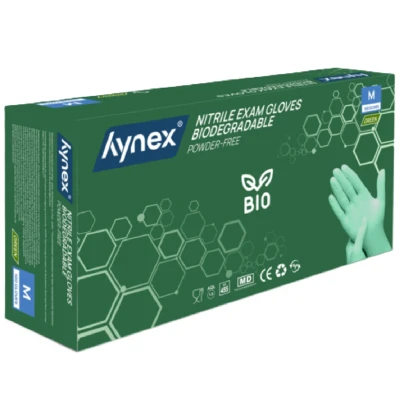 Afbeelding van Hynex Biodegradable Nitril Handschoenen Groen Maat M 100 Stuks Poedervrij Wegwerphandschoenen