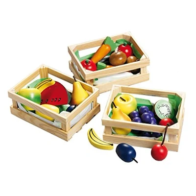 Afbeelding van Happy People 45005 Houten Mand Met Houtschoen/Groente 13,5 X 10 6 Cm, Gesorteerd