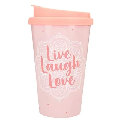 Afbeelding van Depesche 2180.033 TB beker van kunststof met opschrift in het Duits Live Laugh Love, meerkleurig, 350 ml