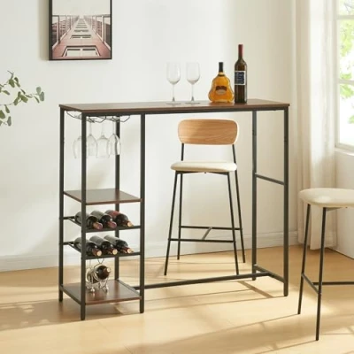 Afbeelding van Bartafel Stjørdal 120x40x105 cm zwart en walnootkleurig [en.casa]