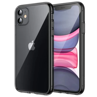 Afbeelding van JETech beschermhoes voor iPhone 11 (2019) 6,1 inch, schokabsorberend en krasbestendig, transparante stootvast (zwart)