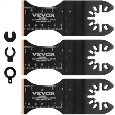 Image de VEVOR Lames de Scie Oscillante 3PCS Outil Multifonction Universelles Dégagement Rapide Alliage d&#039;Acier au Carbure Titane Accessoires Convient pour Clous Boulons Dewalt Milwaukee Hitachi Chicago