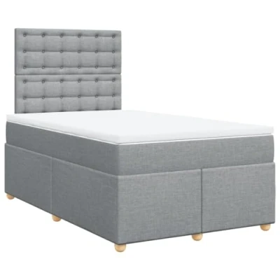 Afbeelding van vidaXL Boxspring met matras stof lichtgrijs 120x200 cm