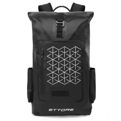 Afbeelding van Ettore Roll Top Fietsrugzak, 100% waterdicht, zwart, echo, reflecterend, 25 l en 30 l, Zwart