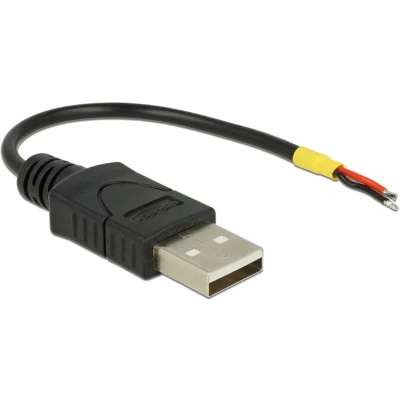 Afbeelding van DELOCK Kabel USB 2.0 type A stekker &gt; 2 x open kabeleinden stroom 10 cm Raspberry Pi