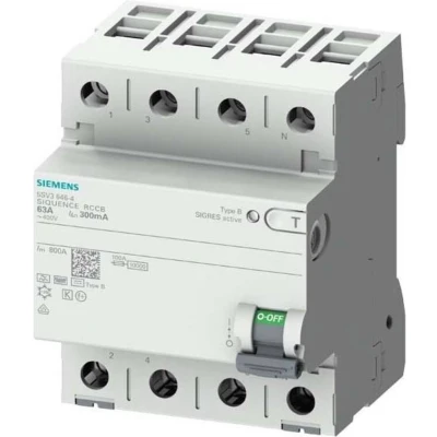 Afbeelding van Siemens 5SV33464 5SV3346 4 Aardlekschakelaar B polig 63 A 0.03 400 V