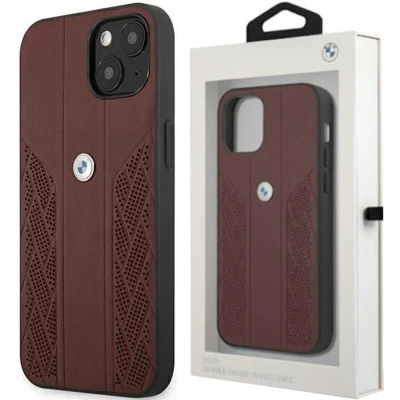 Afbeelding van iPhone 13 Mini Backcase hoesje BMW Effen Rood Leer