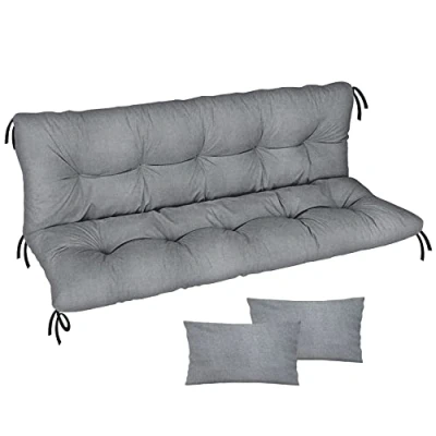 Afbeelding van Ferocity Waterdicht kussen voor tuinschommel, matras, 150 x 50 cm, palletmeubels, hoog comfort, met rugleuning, tuinmeubelen, linnen [133]