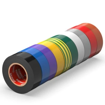 Afbeelding van ERKO elektrische isolatietape, pvc, 15 mm x 10 m, stuks, meerkleurig, reparatie van kabels, zeer flexibel met sterke hechting, bestand tegen chemicaliën
