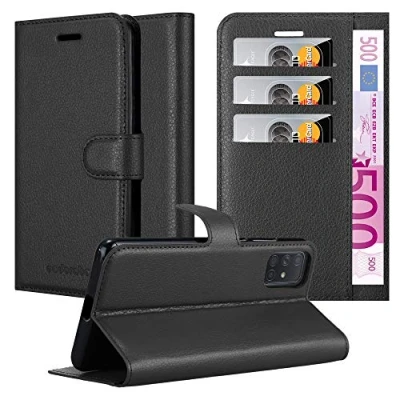 Afbeelding van Cadorabo Hoesje geschikt voor Samsung Galaxy A51 4G / M40s in PHANTOM ZWART Beschermhoes met magnetische sluiting, standfunctie en kaartvakje Book Case Cover Etui