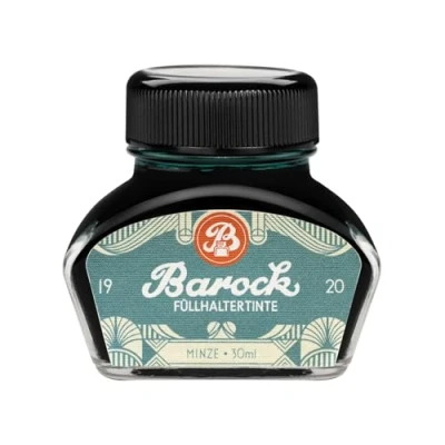 Afbeelding van Barock 1920 vulpen mint inkt voor vulpen, glazen veren, roller, in glas, groen, 30 ml