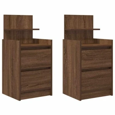 Afbeelding van vidaXL Nachtkastjes met 2 lades st 38x34x80 cm bruin eikenkleurig