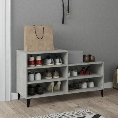 Afbeelding van Schoenenkast 102x36x60 cm bewerkt hout betongrijs