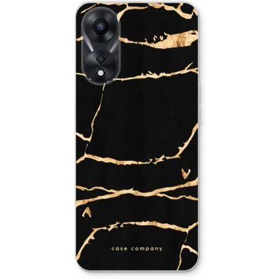 Afbeelding van Case Company® hoesje geschikt voor Oppo A78 5G Gouden marmer Soft Cover Telefoonhoesje Bescherming aan alle Kanten en Schermrand