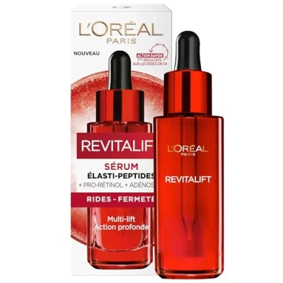 Image de L’Oréal Paris Sérum Visage Anti Âge Action Rapide Soin Rides, Extra Fermeté &amp; Tonifiant Enrichi à l&#039;Adénosine en Fibrelastyl Tous Types de Peaux Revitalift 30 mL