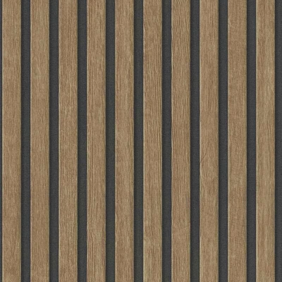 Afbeelding van LATTENWAND BEHANG industrieel Zwart Bruin A.S. Création Elements 2