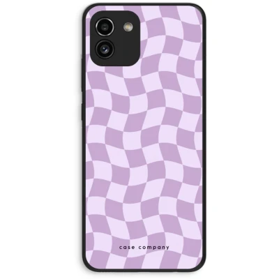 Afbeelding van Case Company® hoesje geschikt voor Samsung Galaxy A03 Grid Paars Soft Cover Telefoonhoesje Bescherming aan alle Kanten en Schermrand