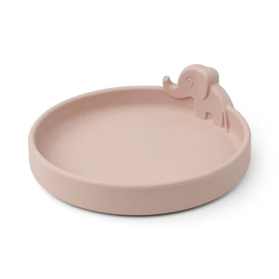 Afbeelding van Done by Deer Peekaboo bord Olifant Powder Roze / Ø16 Siliconen rubber