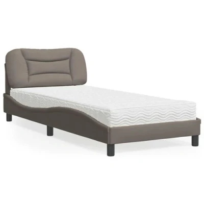 Image de vidaXL Lit avec matelas taupe 80x200 cm tissu