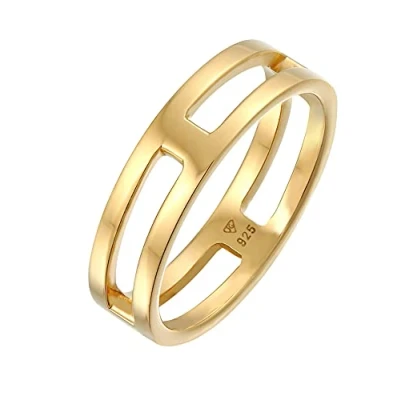 Afbeelding van Kuzzoi Massieve herenring (6 mm) helder design 925 sterling zilver verguld massief goud ringmaat 60 66