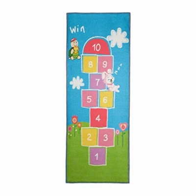 Afbeelding van Relaxdays hinkelmat speelkleed hinkelen speelmat vloerkleed kinderkamer 180x70 cm