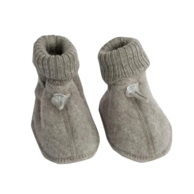 Afbeelding van Joha JongensMeisjes Babyslofjes van merino wol in de kleur Donkerbeige, maat: 56 62