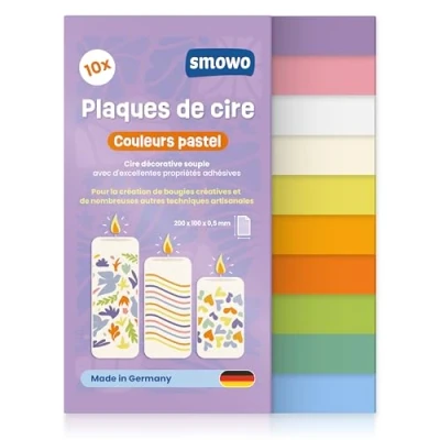 Afbeelding van Smowo® 10 stuks pastelwasplaten, 20 x cm, voor het ontwerpen, decoreren en van kaarsen, decoratieve was om te knutselen, wasplaten