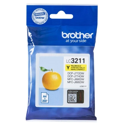 Afbeelding van Brother inktcartridge, 200 pagina&#039;s, OEM LC 3211Y, geel inktcartridge