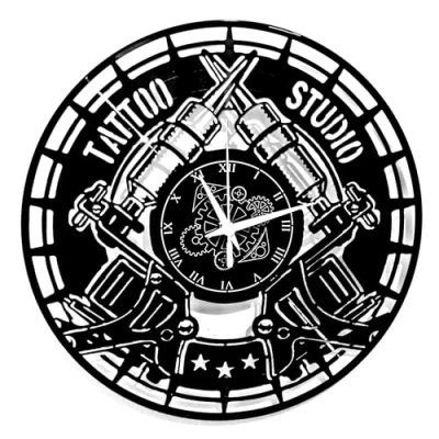 Afbeelding van Instant Karma Clocks Handgemaakte Vintage Vinyl Wandklok Tribal Tattoo Shop Studio