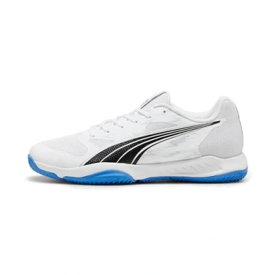 Afbeelding van Puma Eliminate Turbo Handbalschoenen, Heren, Maat: 42.5, White/bluemazing Textiel/ synthetisch