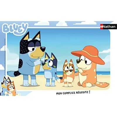 Afbeelding van Nathan Kinderpuzzel 15 delige lijst Bluey op het strand Meisje of jongen vanaf 3 jaar Hoogwaardige puzzel Dik en duurzaam karton Dagelijks &amp; Familie 86162