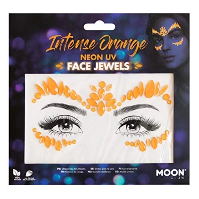 Afbeelding van Moon Creations Gezicht Diamanten Sticker Glow Intense Orange Neon UV Oranje